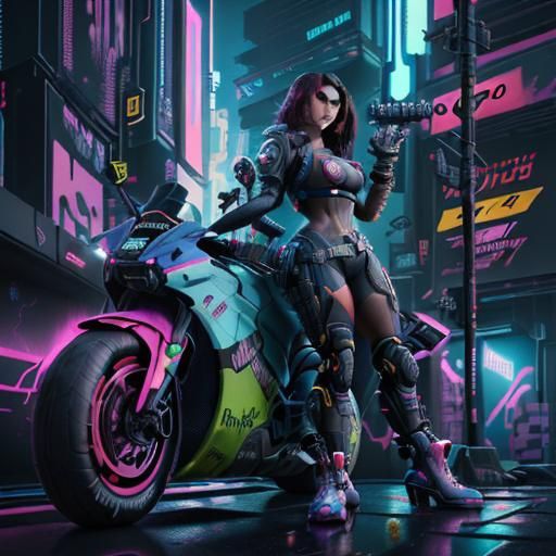 Nintendo Switch Girl in Cyberpunk Anime Style