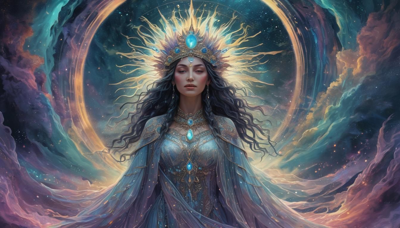 Queen of Lemuria in Holographic Astral Landscape