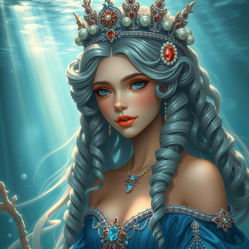 Beautiful Sea Queen in Luminous Fantasy Art Style