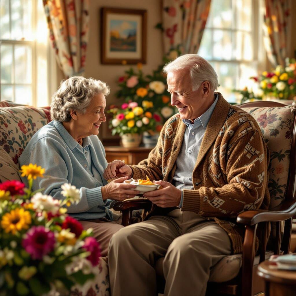 Joe Biden Nursing Home Portrait in Rockwell Style