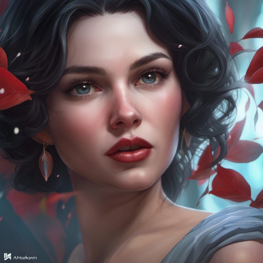 Modern Snow White Portrait in Digital Art Style