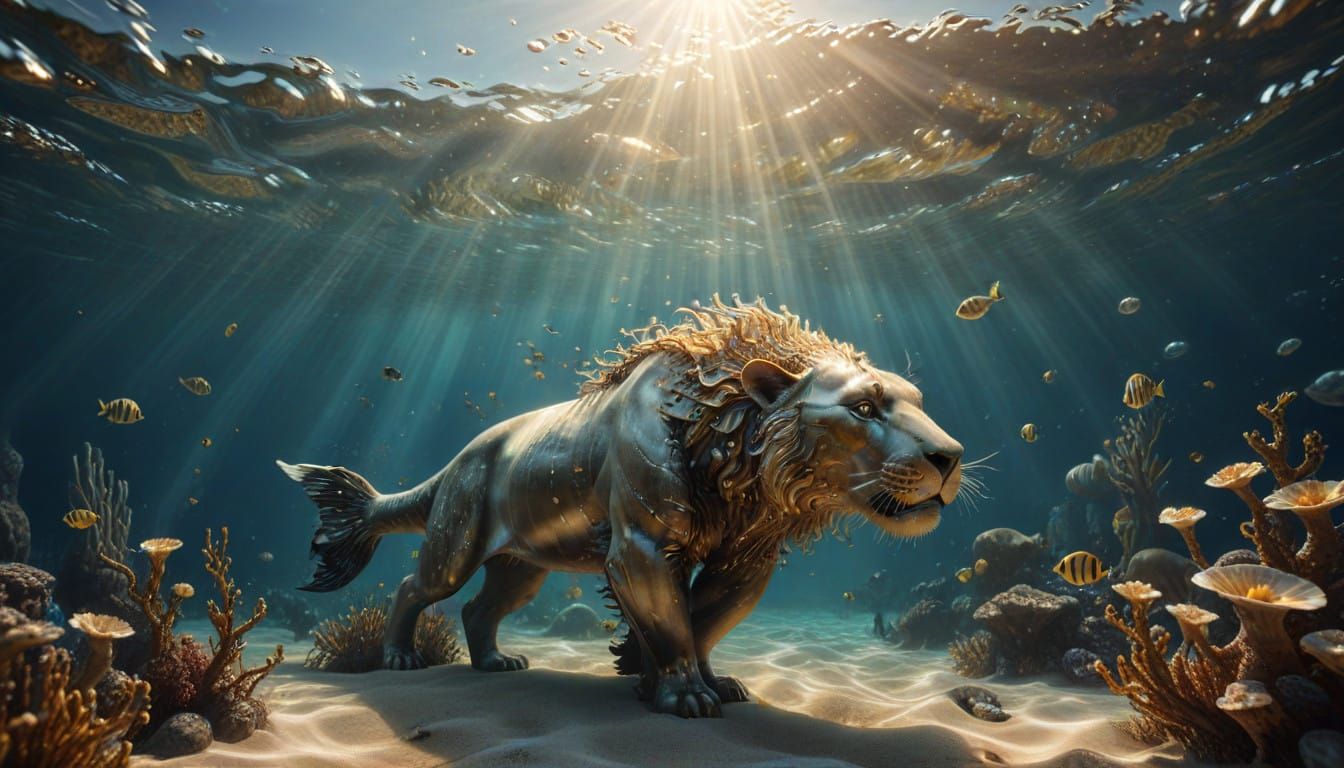 Majestic Underwater Realm in Golden Light