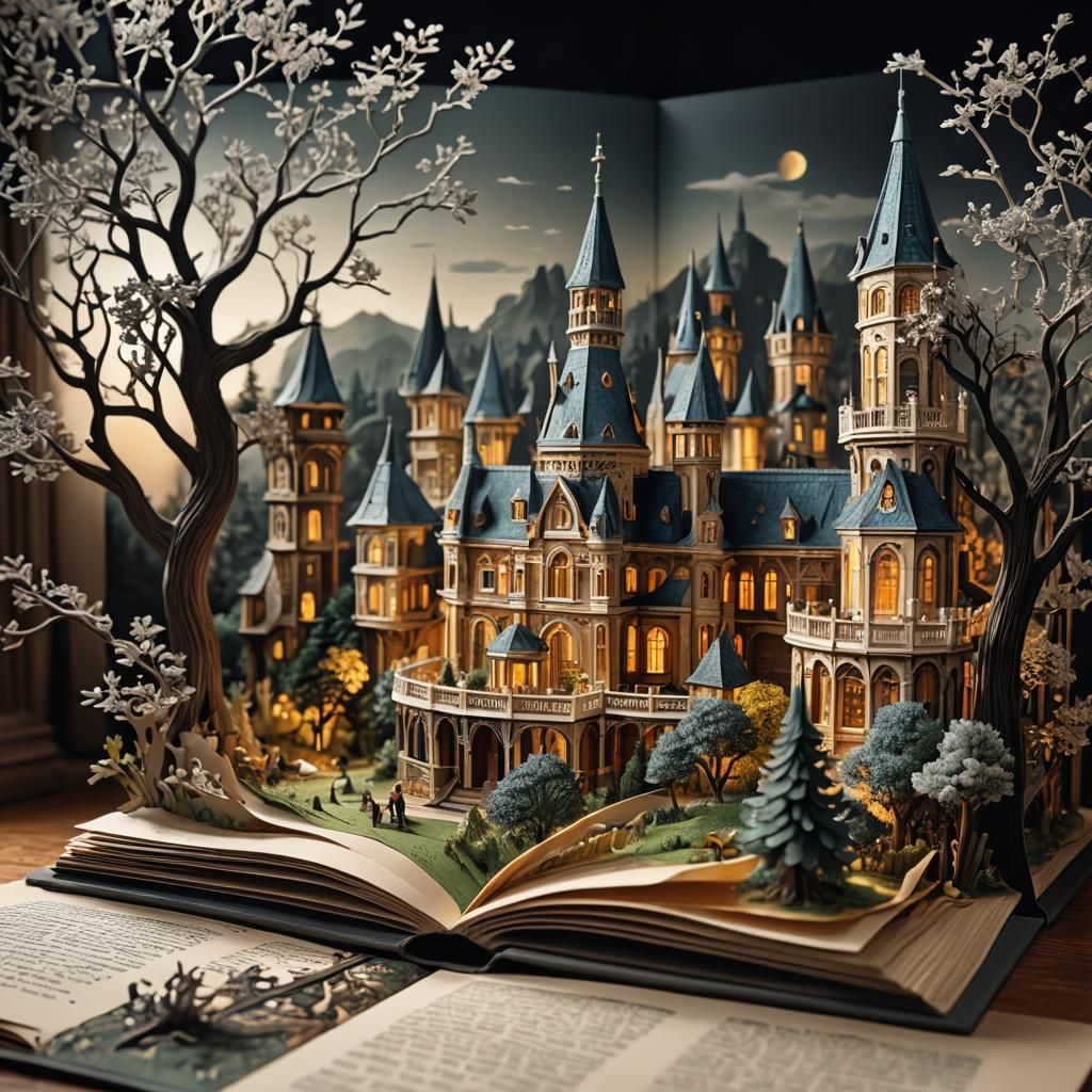 Hyperrealistic Pop-Up Book with Intricate Details