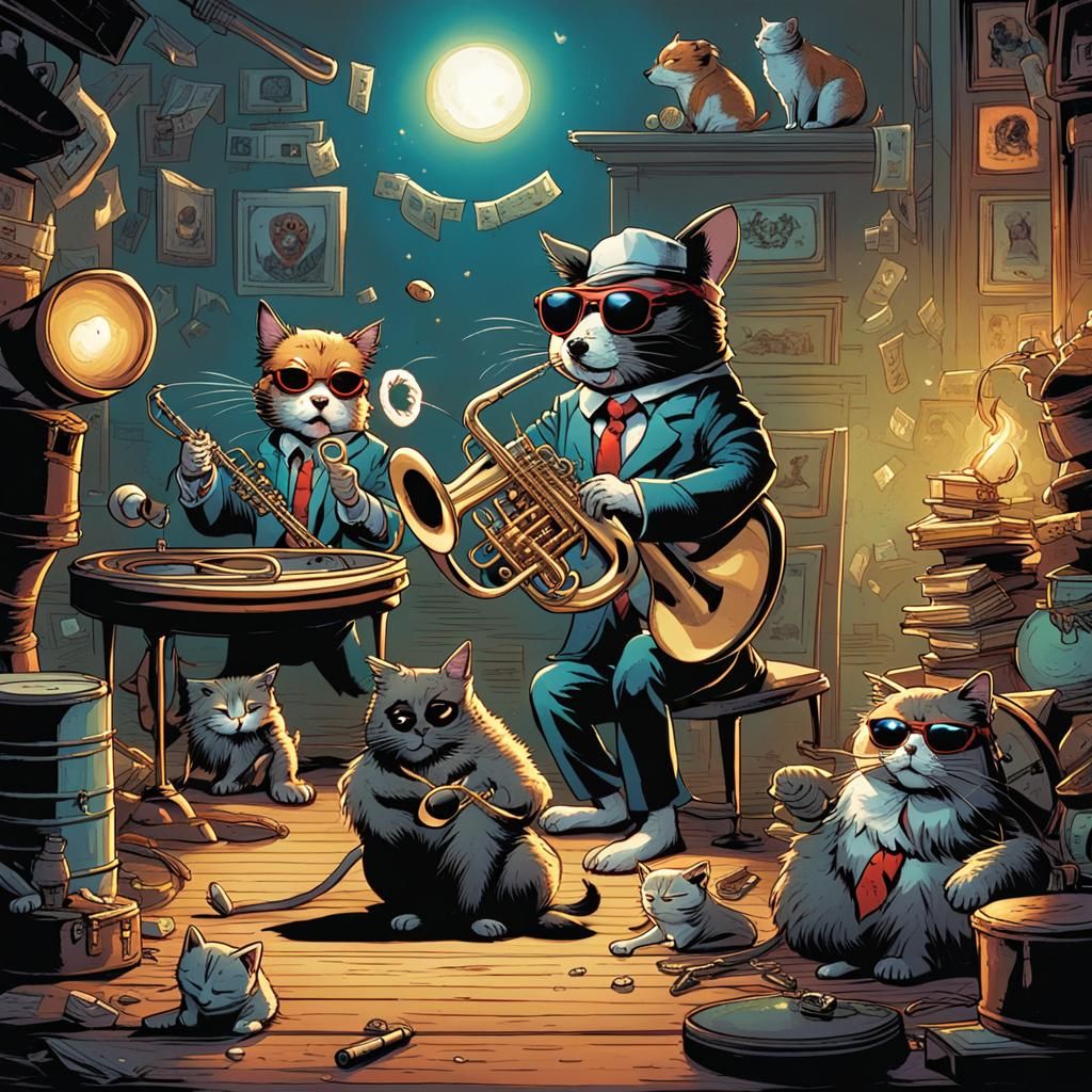 Animal Band: Dog, Cat, and Hamster Jazz Performance