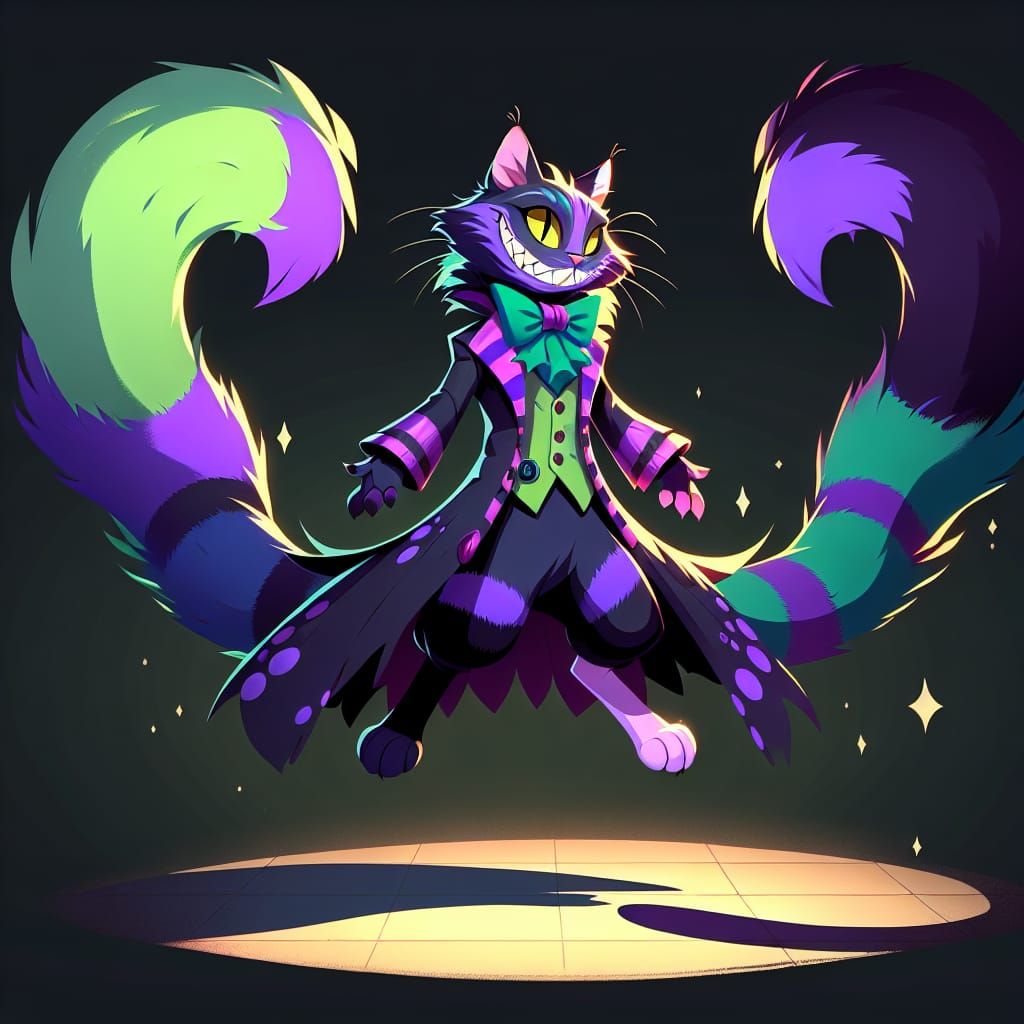 Cheshire Cat in Manga Style with Spooky Aura