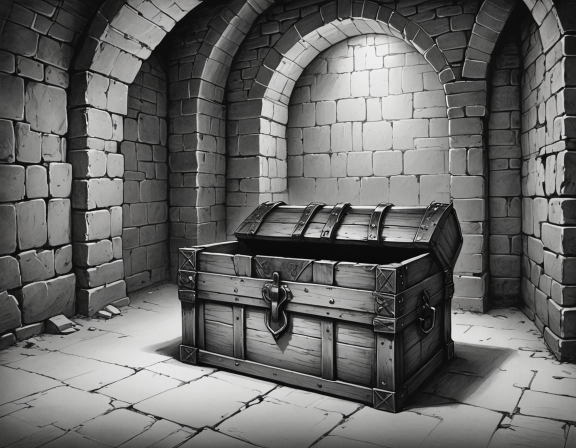 Medieval Dungeon: Sketch of Empty Chest