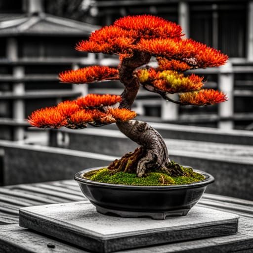 Hyperrealistic Japanese Bonsai Garden in HDR