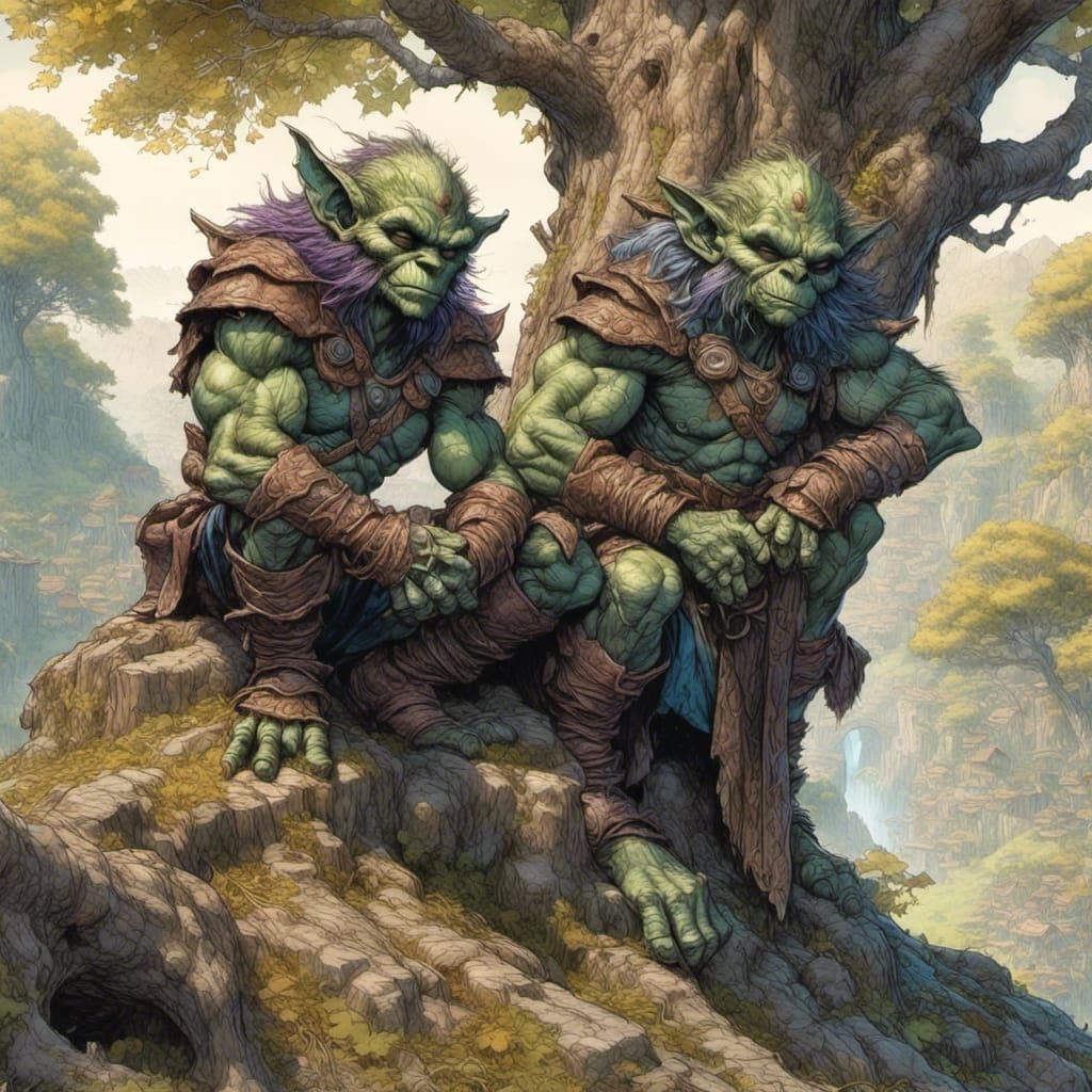 Goblins Resting: Detailed Matte Painting
