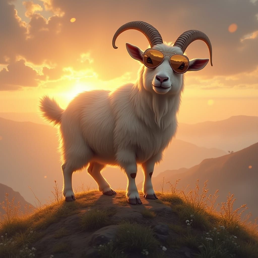 Regal Goat in Sunset Glory