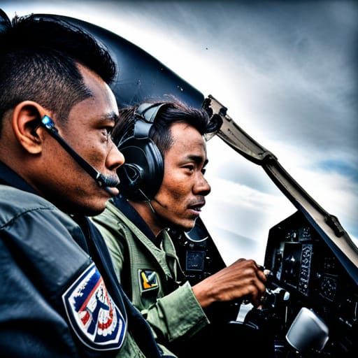 Fighter Pilot in Jet over Fiji: Hyperrealistic HDR