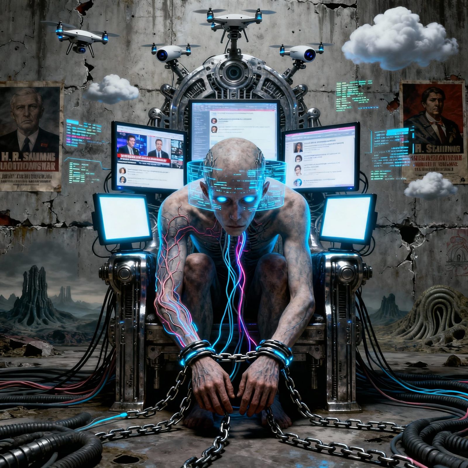 Digital Enslavement in Dystopian Hyperrealism