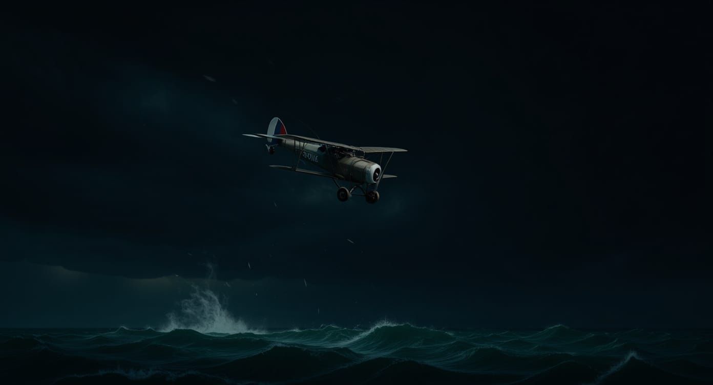 Antique Biplane Soars Through Stormy Skies in Cinematic Styl...