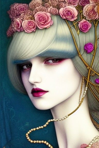 Decadent Portrait of Androgynous Man as Goddess