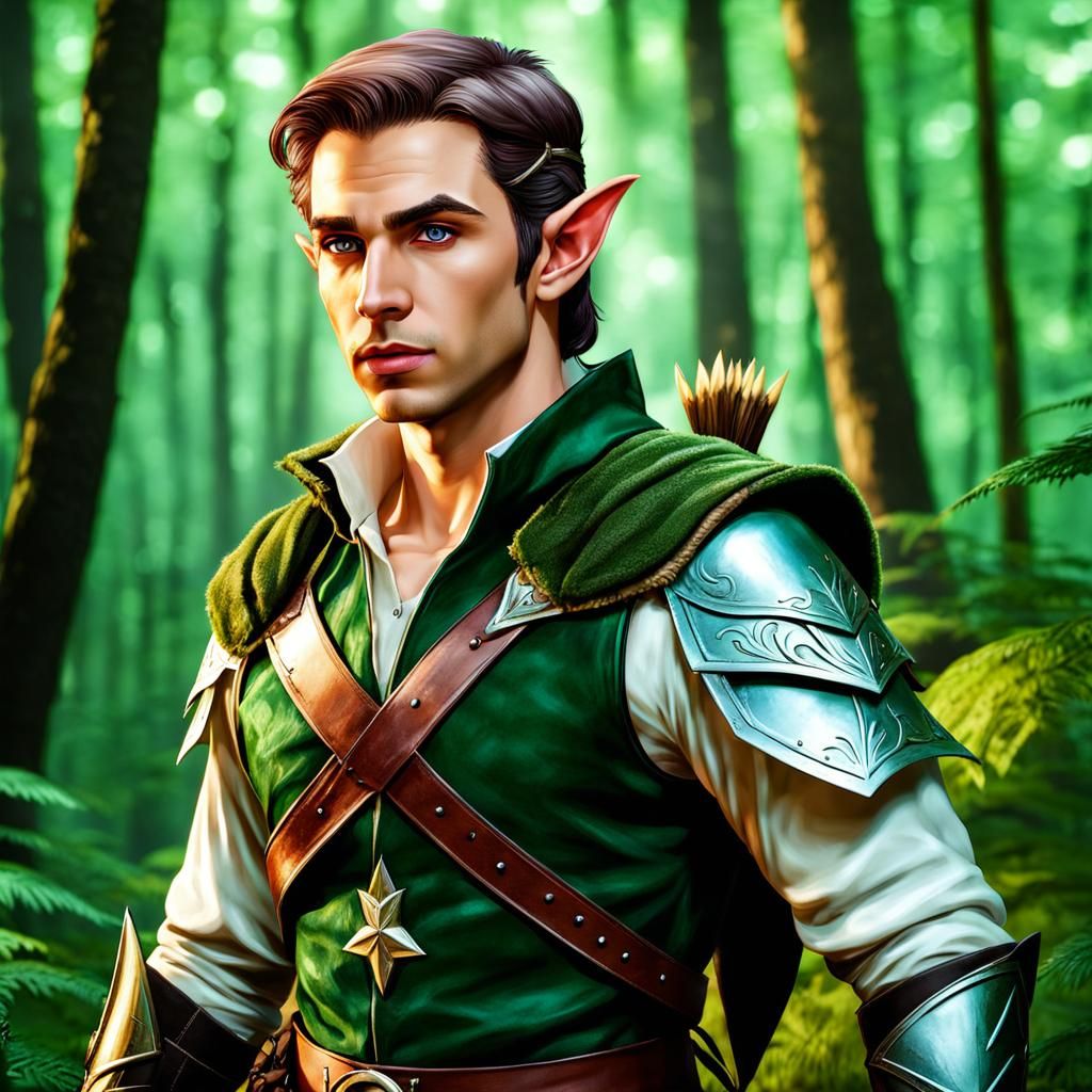 Fantasy Elf Ranger Hunting in Forest