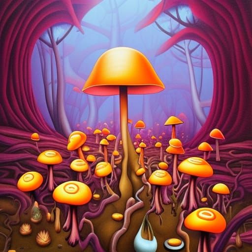 Enchanted Mushroom Forest Illustration