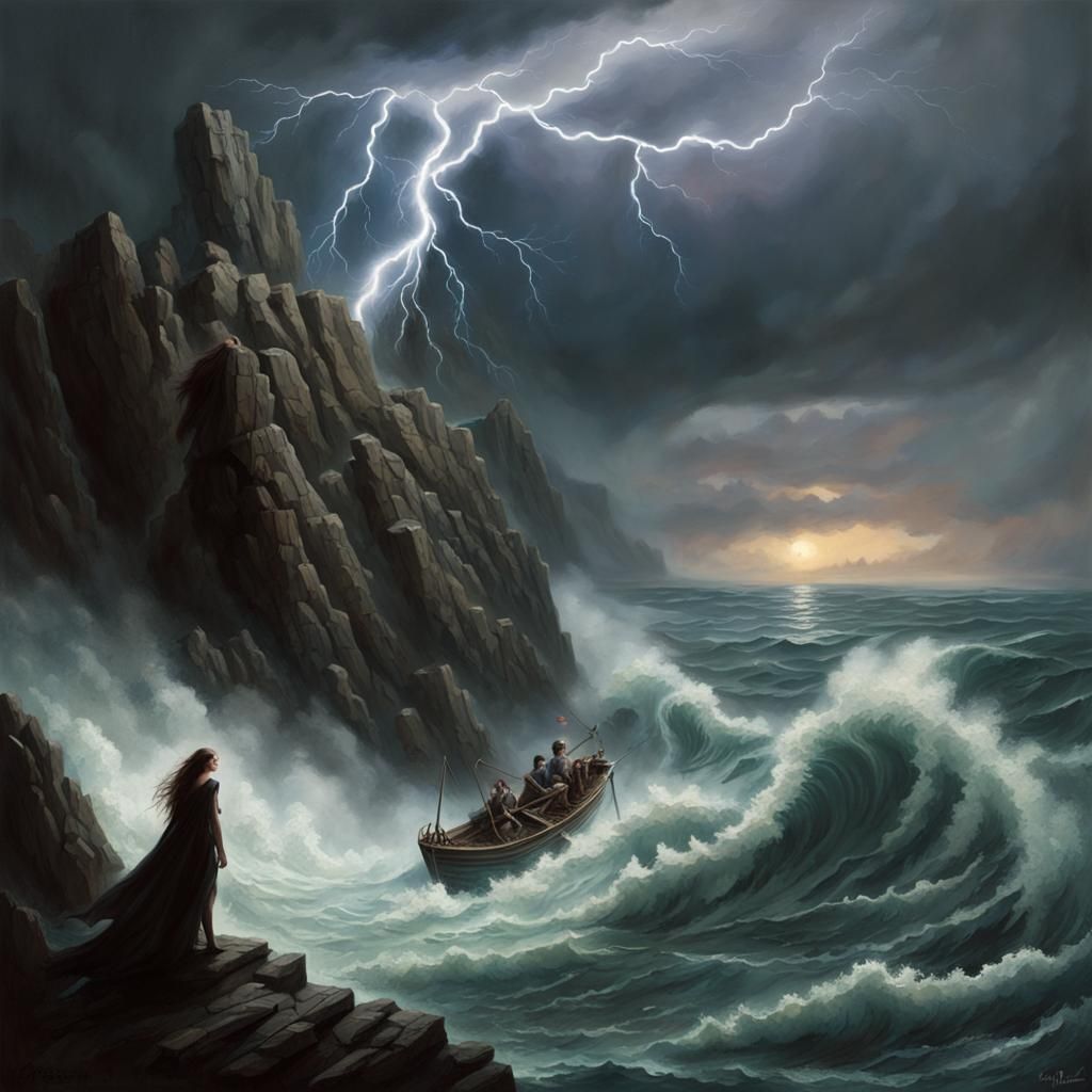 Sirens Lure Sailors to Death in Stormy Seas