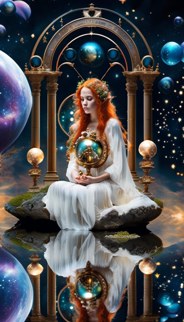 Time Goddess with Cosmic Hourglass in Fantasy Art