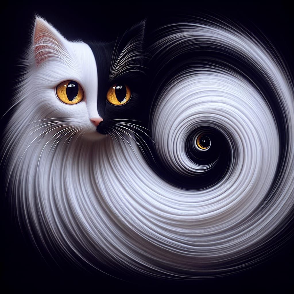 Hyper-Surreal Oil Painting of Striking White Cat