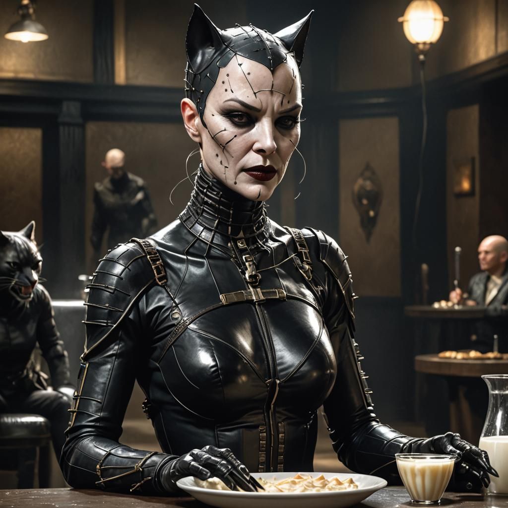 Hyperrealistic female Pinhead from the Hellraiser movies, as...