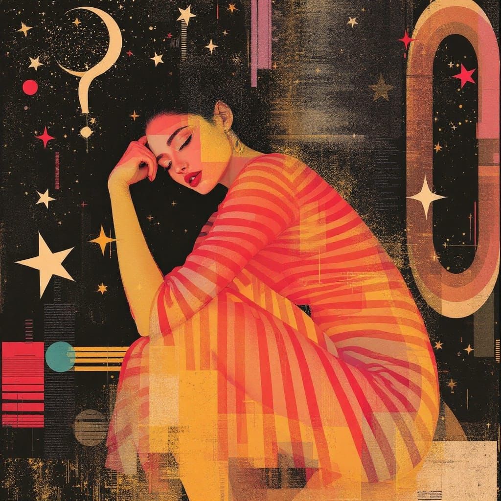 Dramatic Fusion of Light and Color in a Glitch Art Portrait