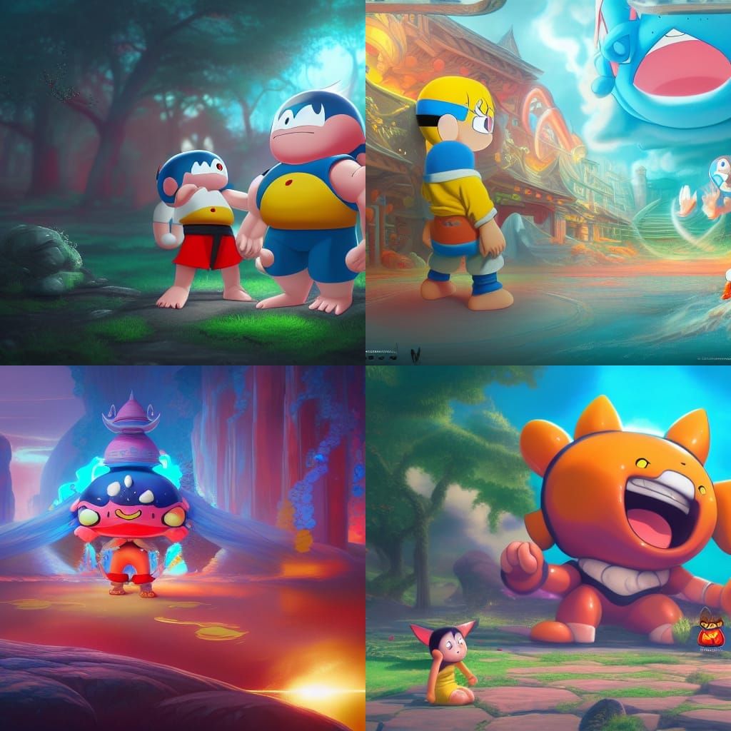 Doremon and Shinchan Fantasy Concept Art