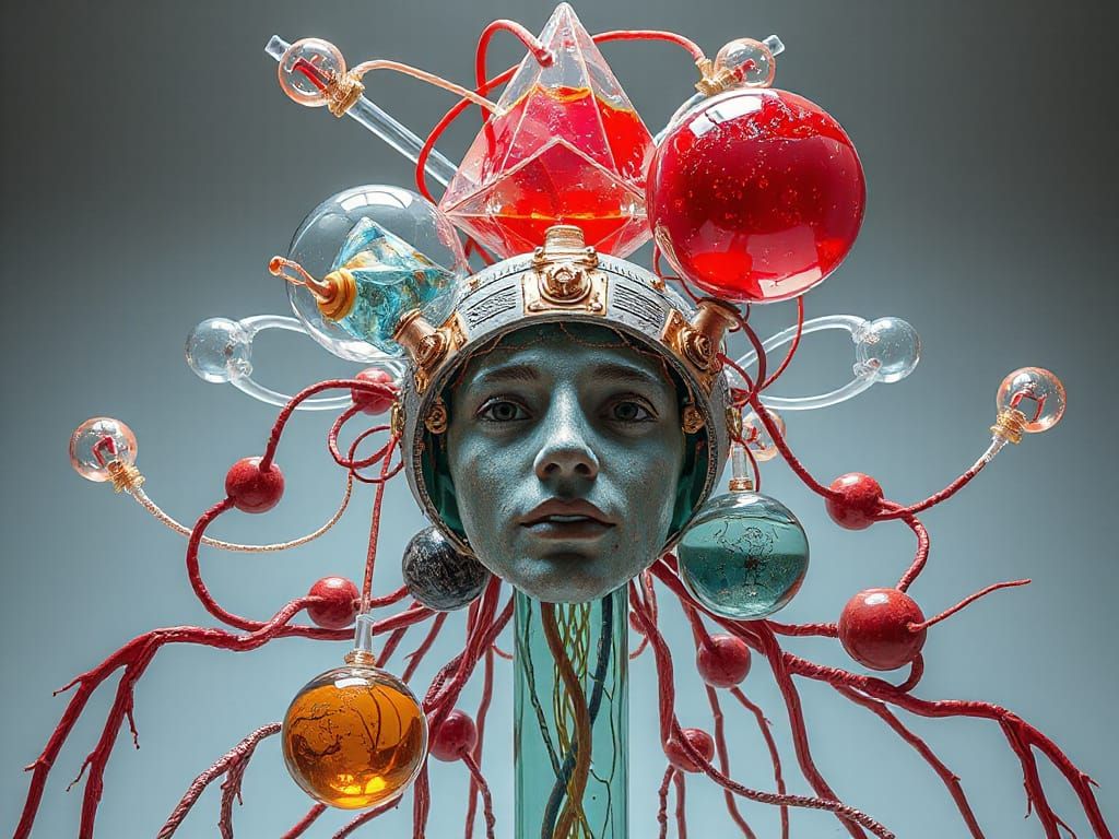 Ethereal Biomechanical Entity in Cyberpunk Aesthetic