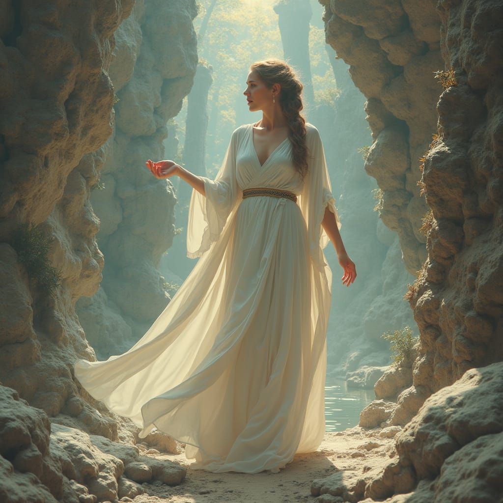 Woman Investigating Spiritual Technology in Digital Art