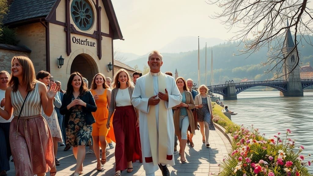 Joyful Easter Celebration Along the Rhine River