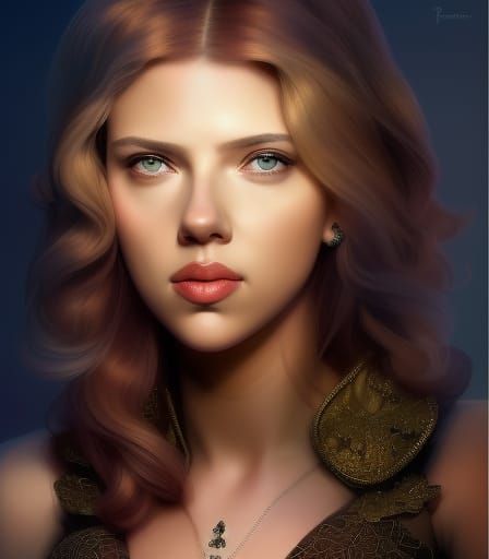 Beautiful Young Queen Portrait in Art Nouveau Style