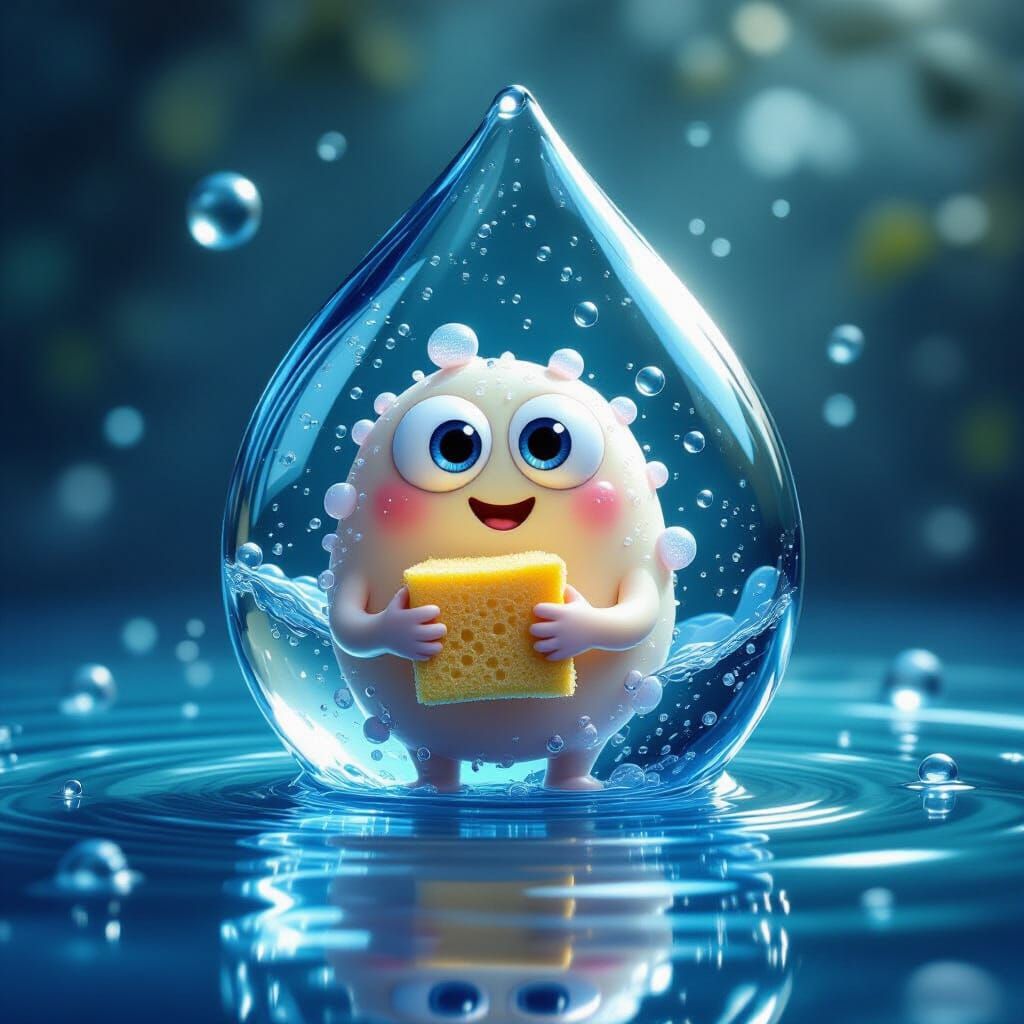 Delighted Microbe Enjoys Bubbly Bath in Giant Droplet