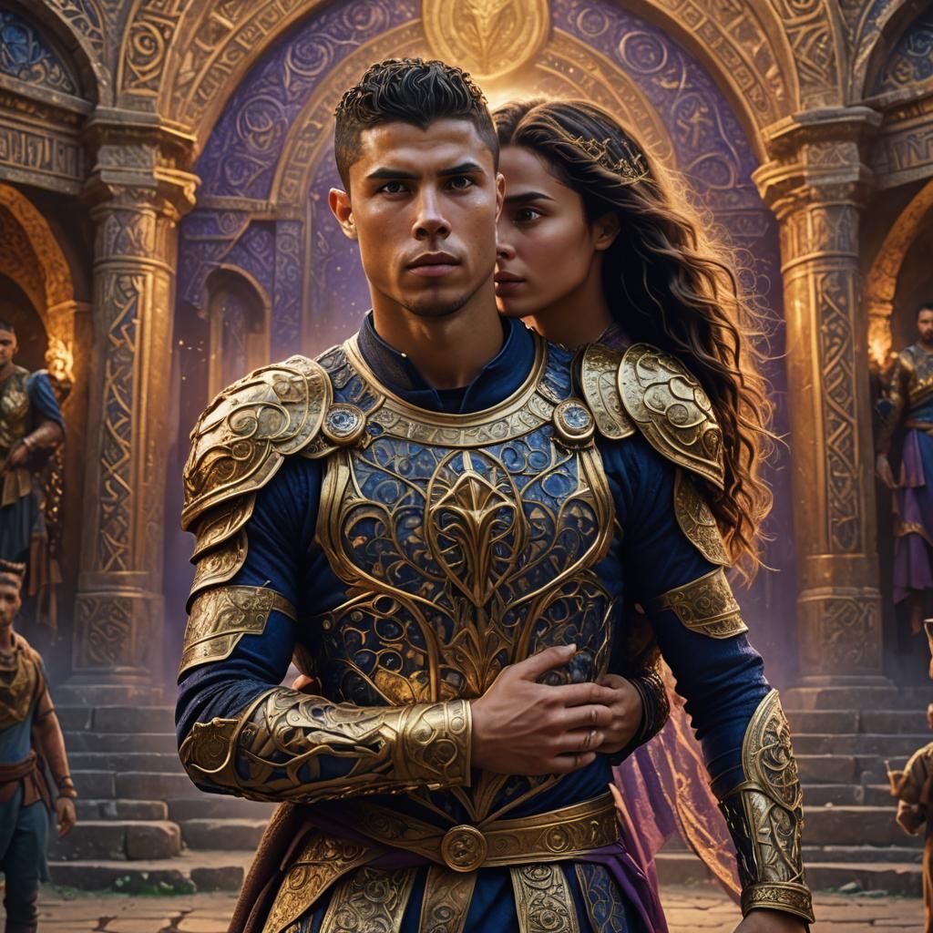 Ronaldo and Georgina in Ancient Stadium: Matte Painting