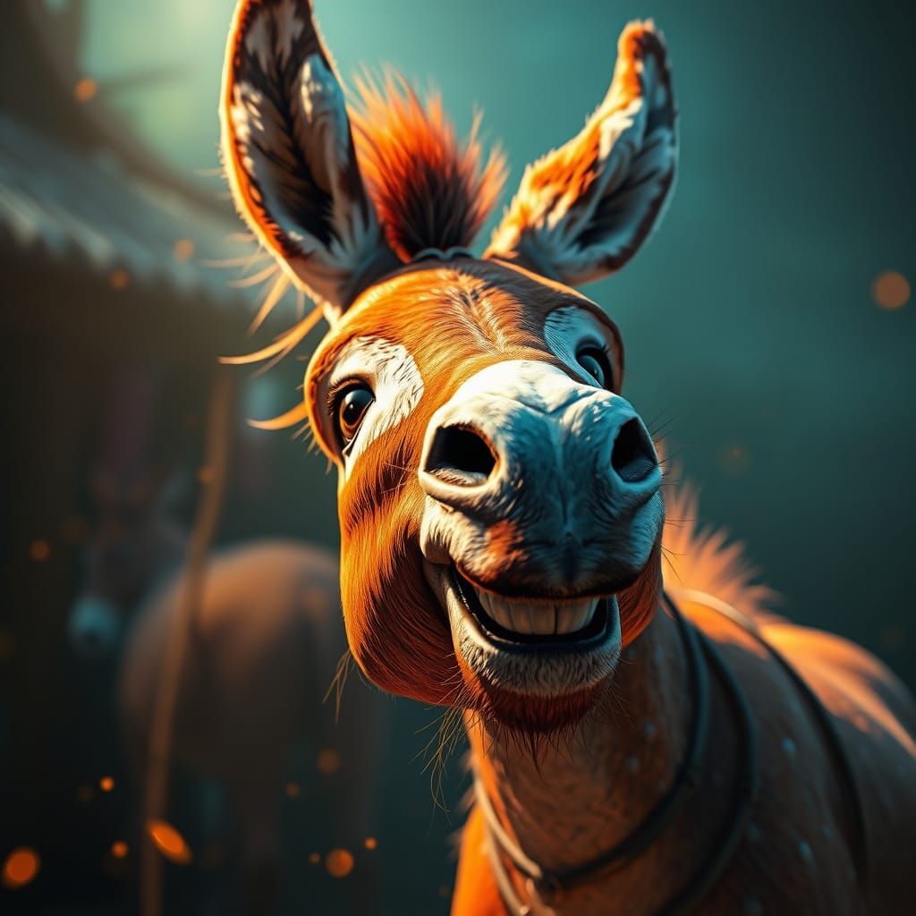 Cute Donkey Radiates Joy in Vibrant Concept Art
