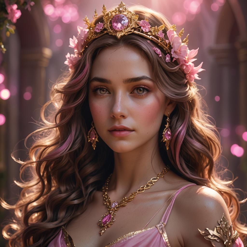 Goddess of Beauty with Pink Highlights, Fantasy Art