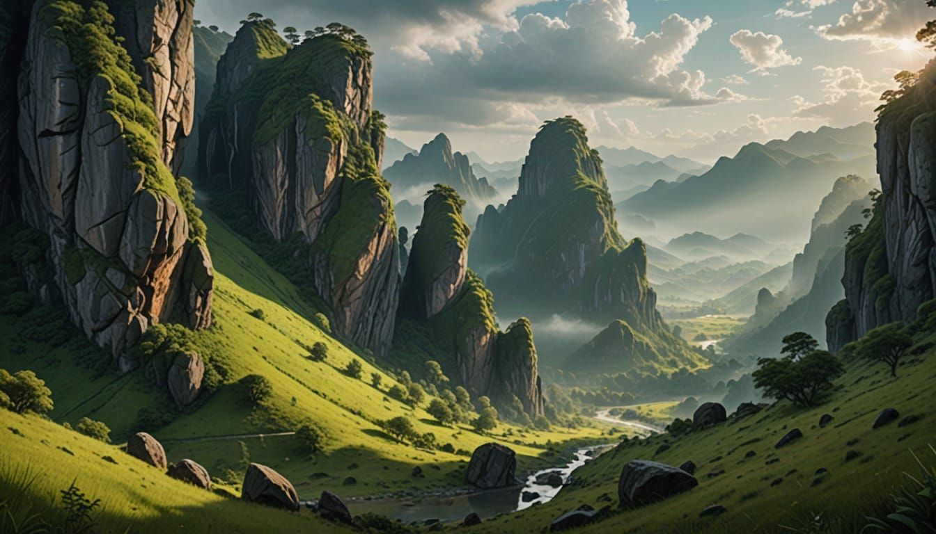 Majestic Mountain Face Landscape in Hyper-Realistic Detail