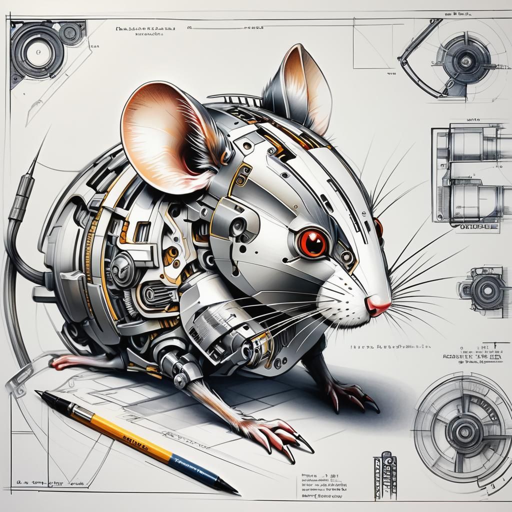 Mechanical Mouse: Architectural Drawing in Charcoal