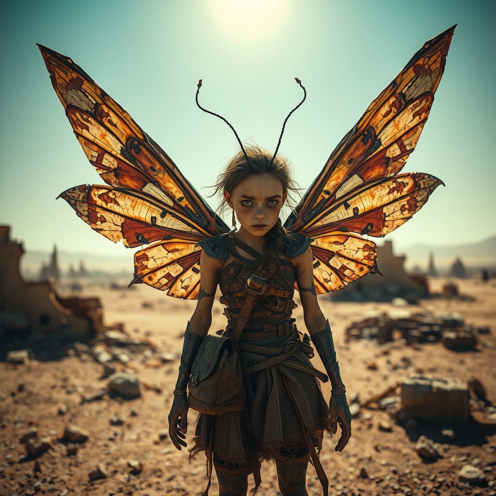Post-Apocalyptic Fairy Scavenger in Gritty Realism Style