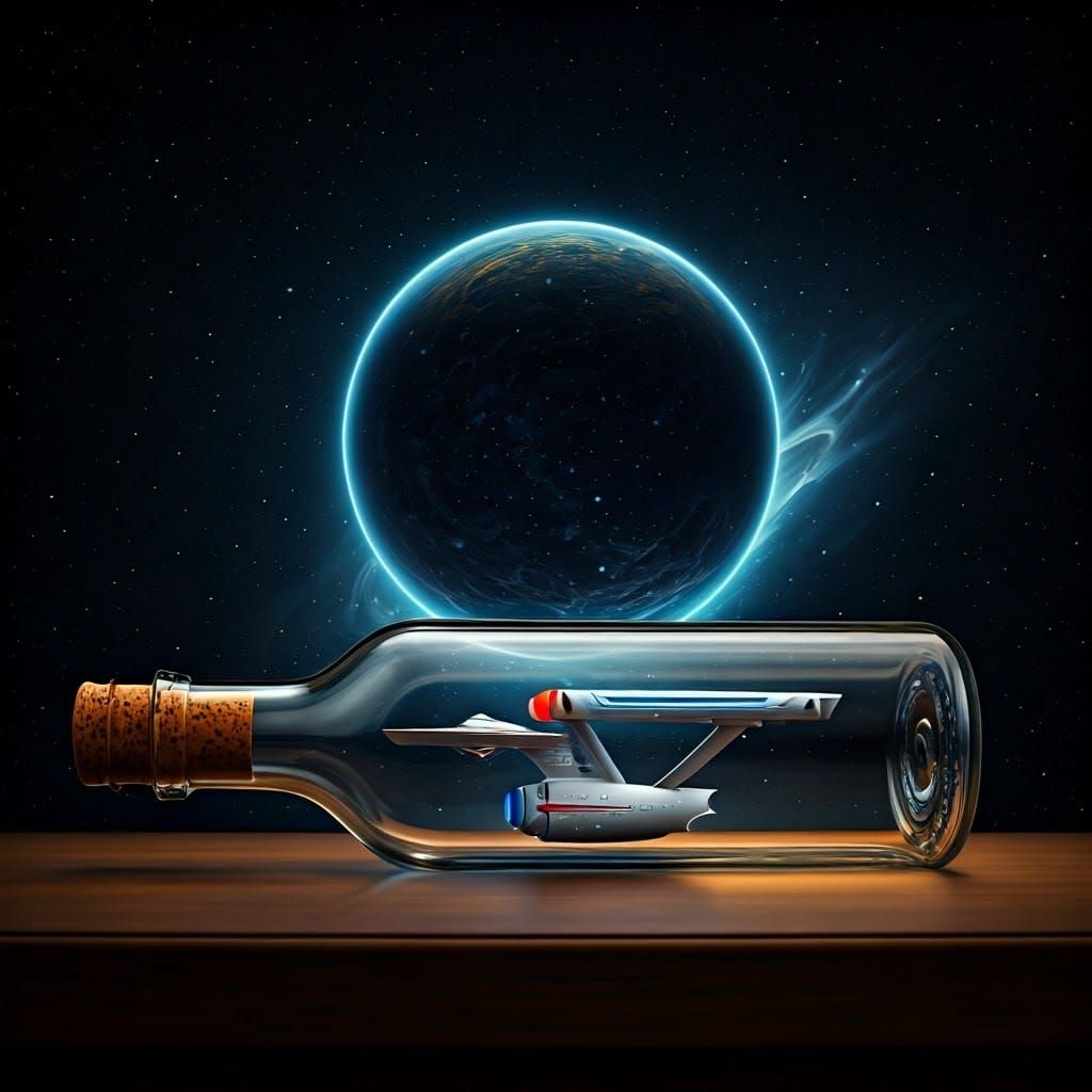 Starship Enterprise Model Inside a Bottle