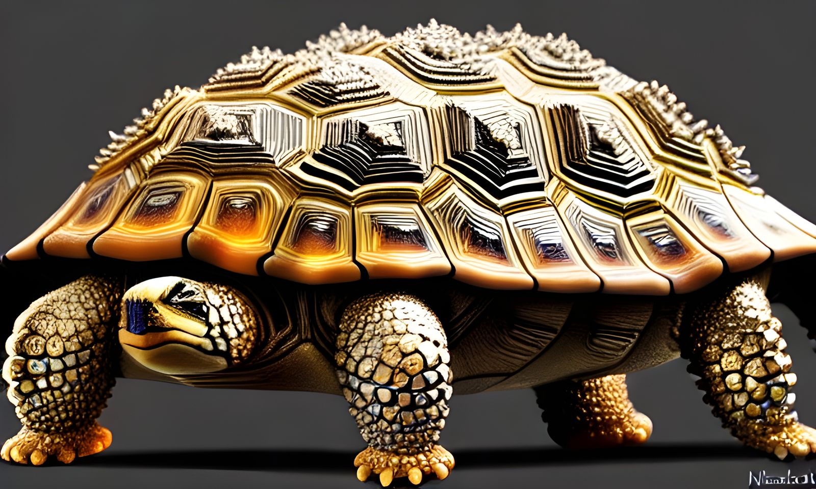 Hyperdetailed Jeweled Tortoise Fractal Art
