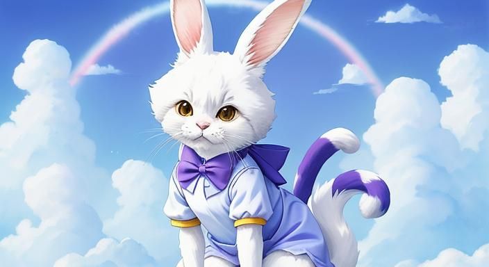 Whimsical Cat in Bunny Costume: Watercolor Clipart