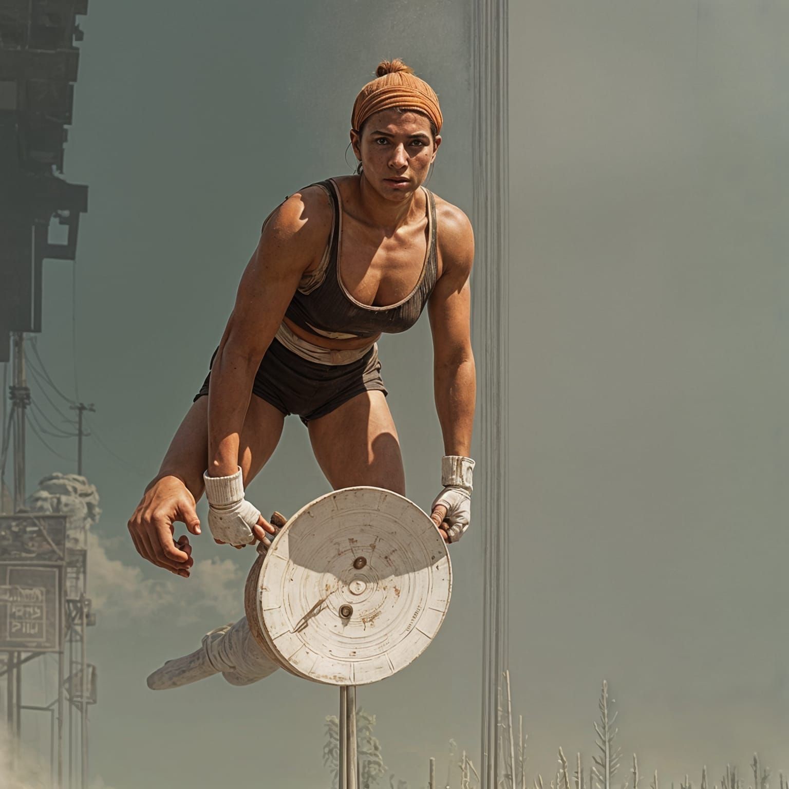 Sandel Fights King in a Dusty, Sepia-Toned Scene