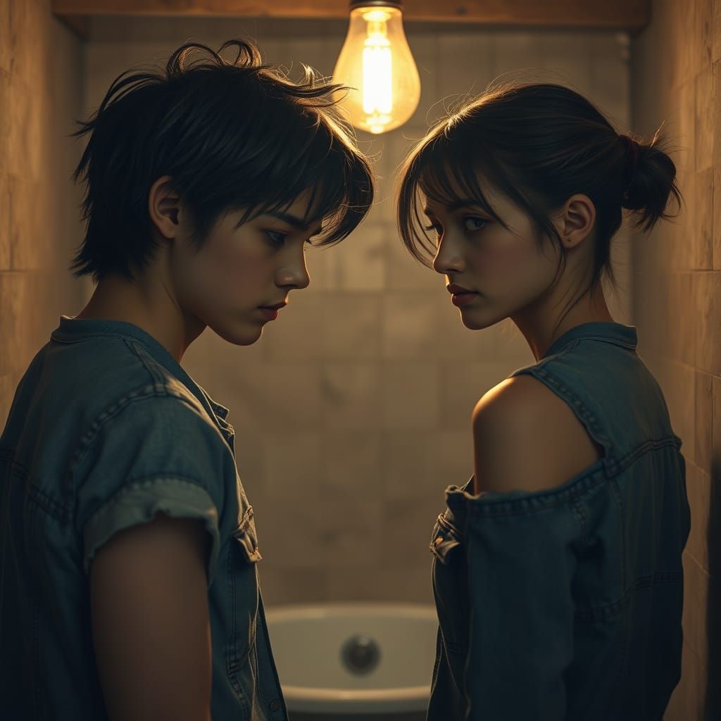 Sorrowful Reflection in a Flickering Glow