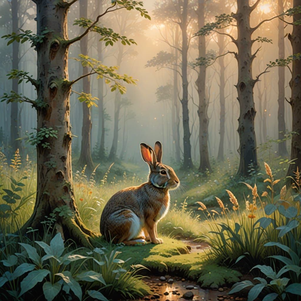 Ethereal Forest Sanctuary in Watercolor