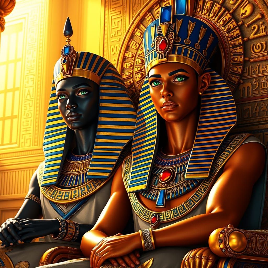 Elegant Royal Couple in Ancient Egyptian Splendor