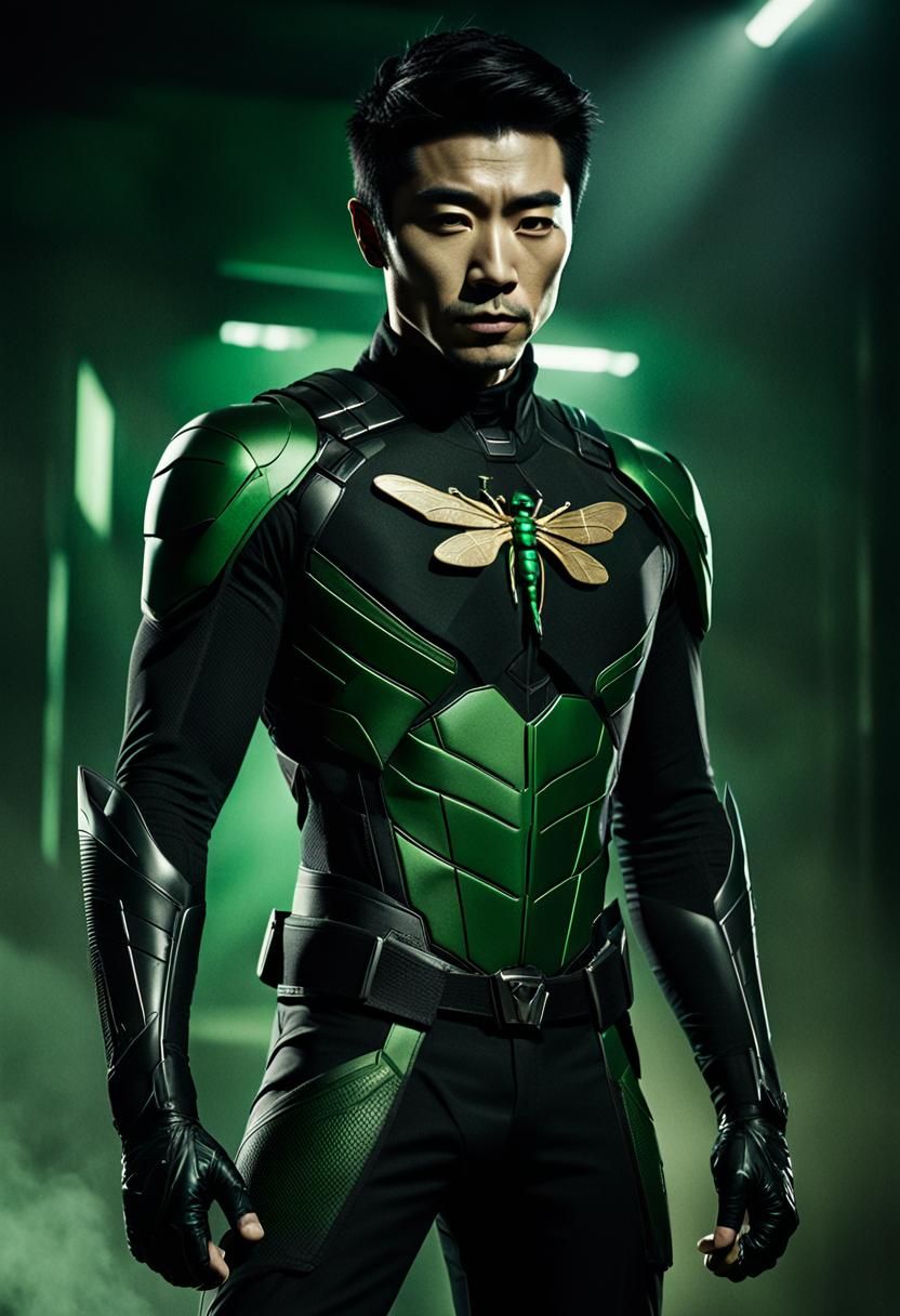 The Dragonfly Superhero in Comic Book Style