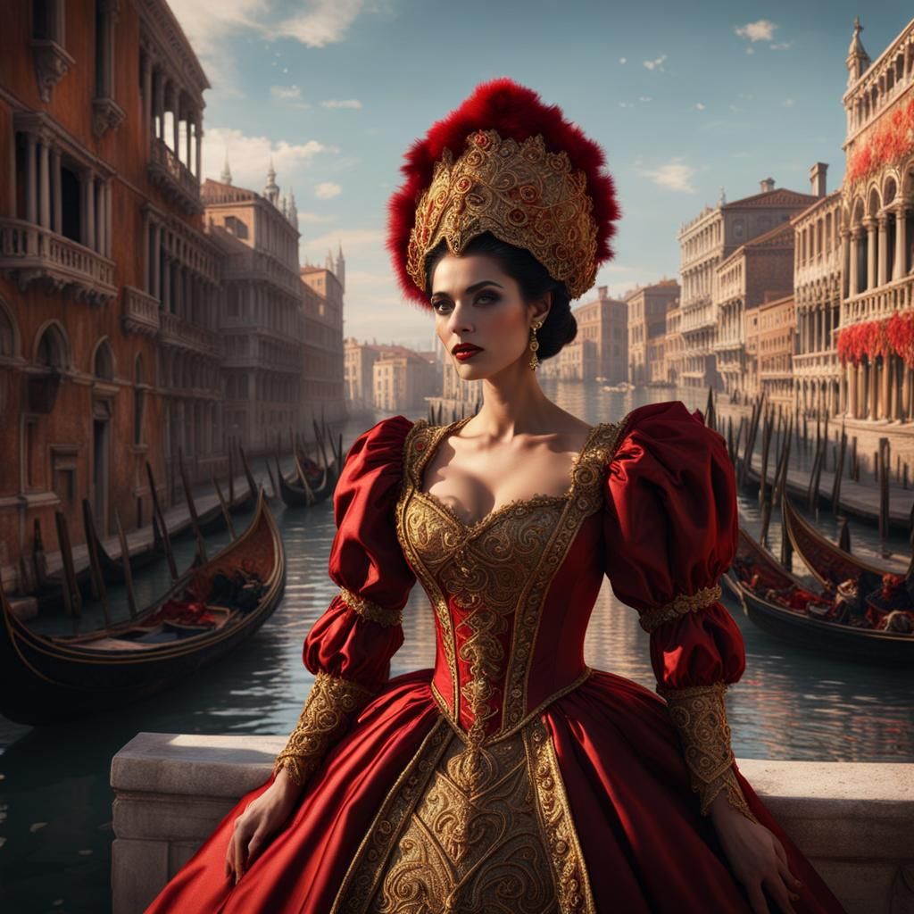 Venetian Carnival Dress with Diamonds: Fantasy Art