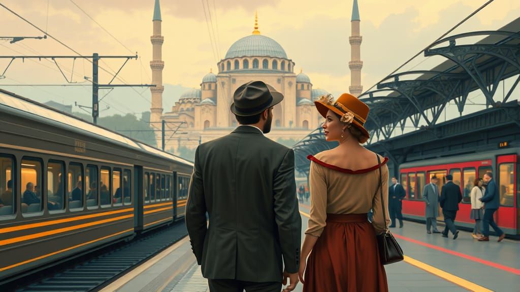 Elegant 1940s Train Travel to Istanbul in Art Deco Style