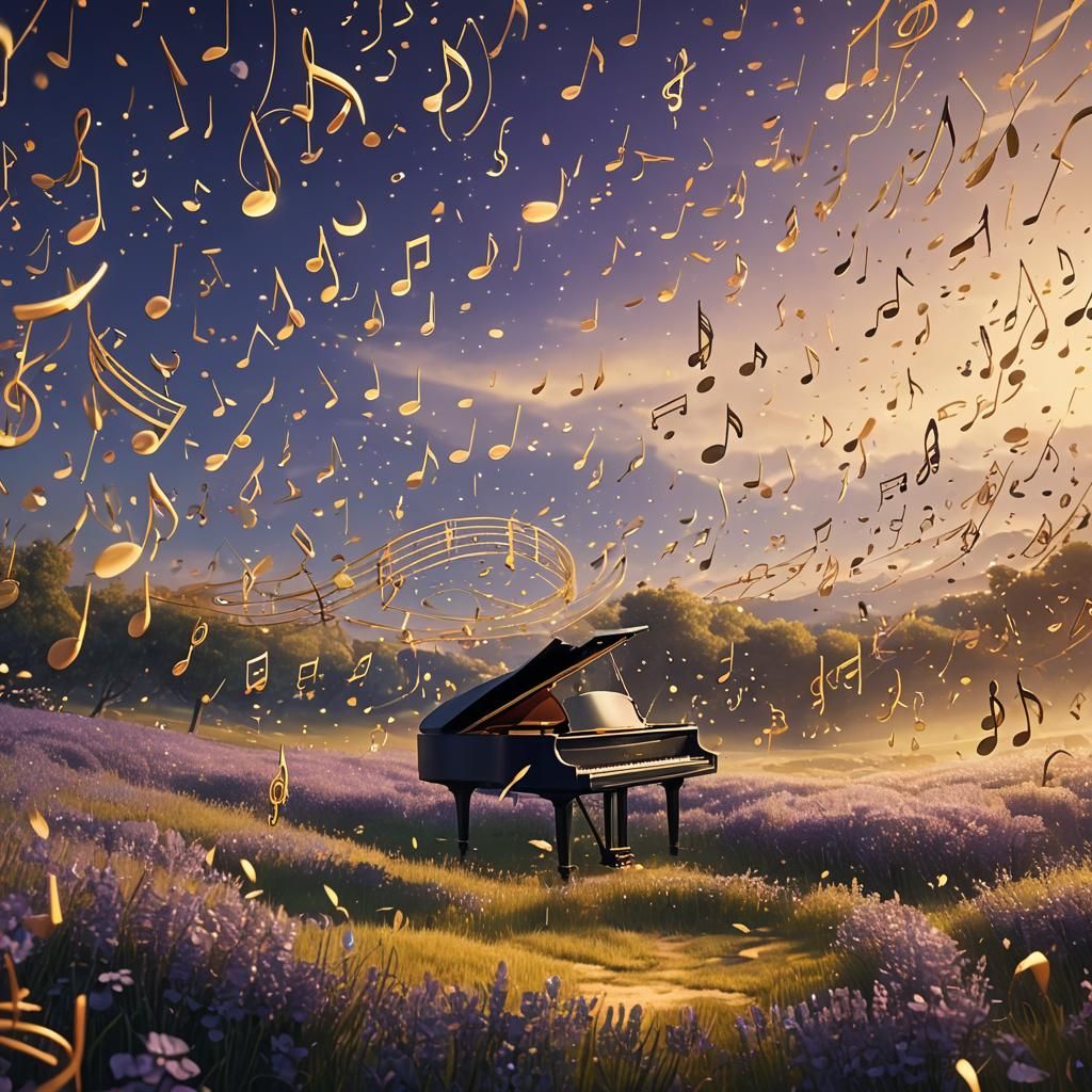 Ethereal Musical Notes in a Whimsical Style