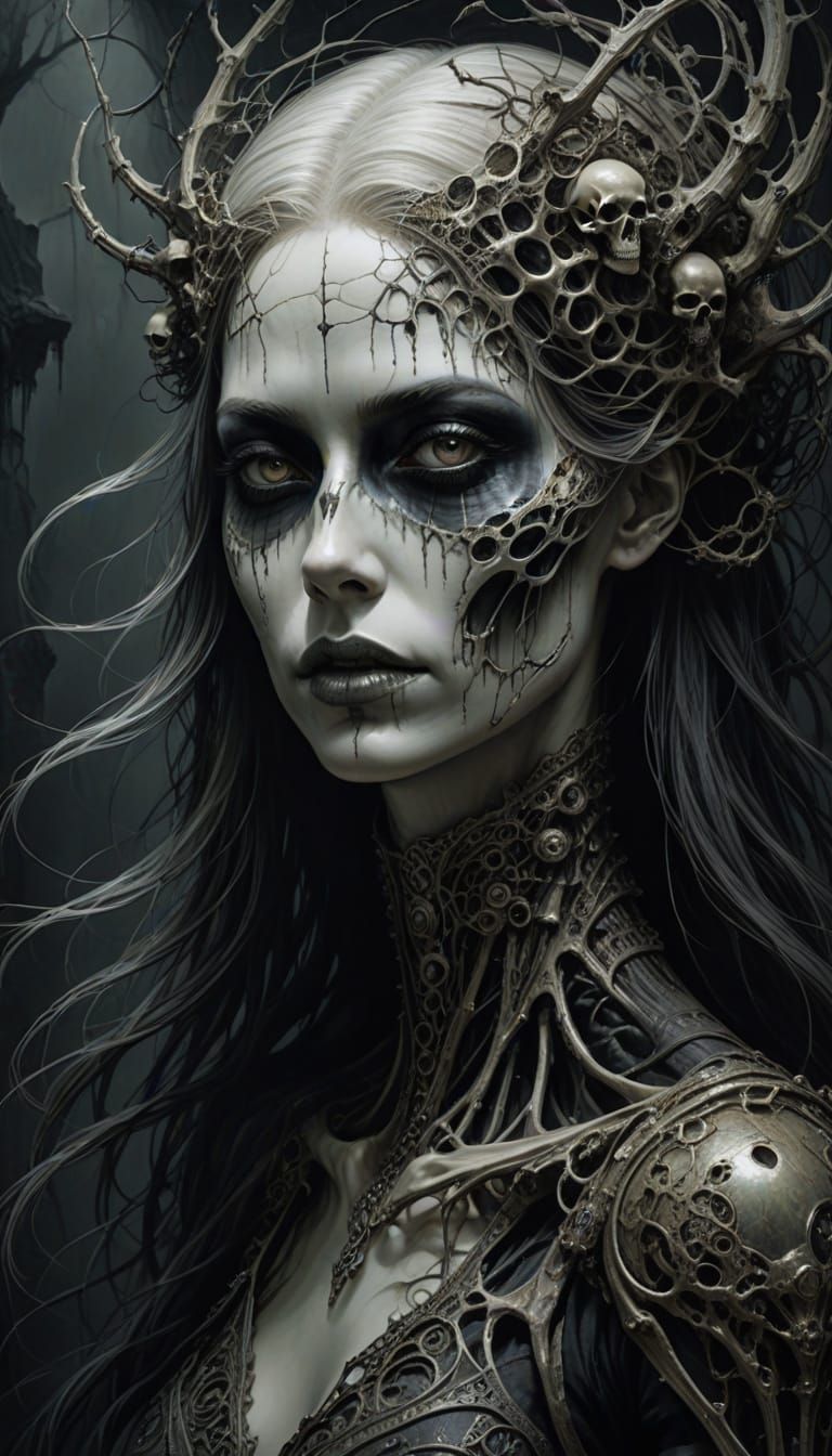 Regal Goddess of Life and Death with Dual Visages