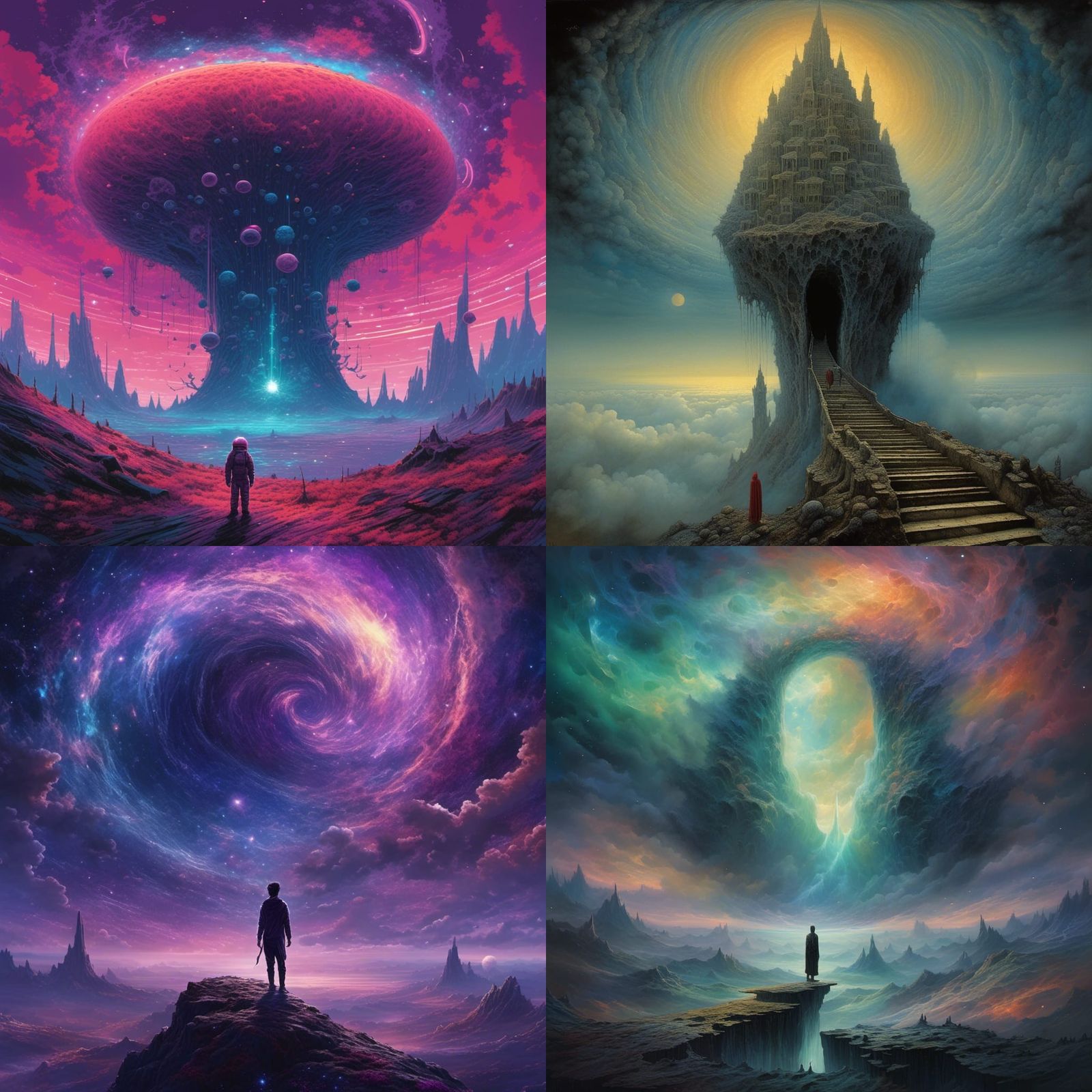 Hyperrealistic Figure Stepping into Infinity