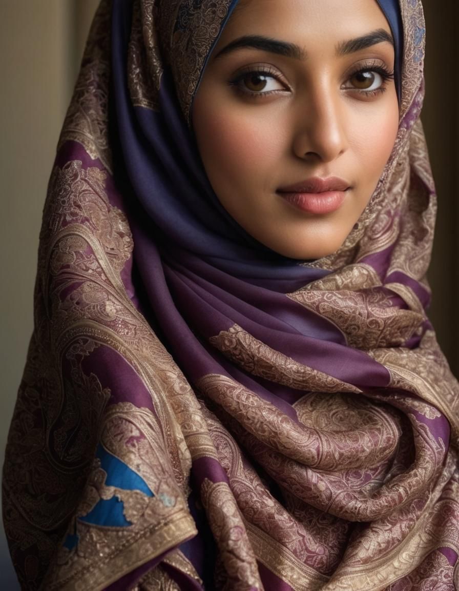 Muslim Girl in Silk Hijab: Intimate Portrait Photography